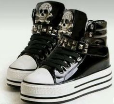 Skull Shoes, Gothic Shoes, Patiala Salwar, Emo Outfits, Rock Punk