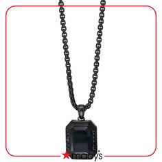 in stock Formal Black Stainless Steel Necklace, Luxury Black Rectangular Necklace, Formal Black Necklace With Box Chain, Formal Black Rectangular Necklace, Luxury Black Jewelry With Oxidized Finish, Luxury Black Oxidized Jewelry, Mens Necklace Pendant, Mens Necklace, Onyx Necklace