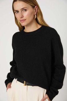 We're jumping at the chance to cozy up in our kesia crew neck sweater. a casual knitwear staple this soft sweater presents its long-sleeved silhouette in a ribbed finish ready to be worn alone or layered with a collared shirt. Casual Knitwear, Maryam Nassir Zadeh, Soft Sweater, Crew Neck Jumper, Collared Shirt, Engineered Garments, Softest Sweater, Work Pants, Black Flats