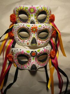 Dia De Los Muertos Party Ideas, Leather Masks, Mask Craft, Day Of The Dead Mask, Dia De Los Muertos Decorations Ideas, Day Of The Dead Party, Mexican Party Decorations, Mexican Mask, Masks Crafts