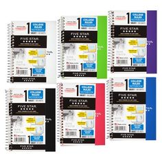 five star spiral notebooks in assorted colors