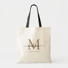 Trendy Black Gold Monogram Initial Script Name Tote Bag | Zazzle.com Cricut Stationary, Idee Cricut, Bag Names, Monogram Tote Bags, Custom Tote Bags, Diy Tote Bag, Monogram Tote, Gold Monogram, Personalized Tote Bags