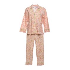 The perfect pajamas, period. With great style and coverage, this timeless pajama set in a Liberty floral cotton is lightweight and breathable. Piped in lime green, the traditional button-up shirt has a classic collar, cuffs and pants with a drawstring elastic waistband. Price includes Standard monogram. You may pick a premium or motif monogram for an added charge. Sizes XS, S, M, L, XL. If we are out of your size, let us know and we will order it! Spring Sleepwear With Relaxed Fit, Spring Floral Print Cotton Sleepwear, Spring Floral Cotton Sleepwear, Spring Cotton Sleepwear With Floral Print, Classic Cotton Loungewear Set, Spring Sleepwear With Relaxed Fit For Bedtime, Green Relaxed Fit Sleepwear For Spring, Relaxed Fit Green Sleepwear For Spring, Relaxed Fit Sleepwear For Spring Bedtime