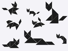 an origami animal is shown in black and white, with different angles to make it