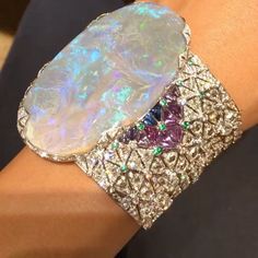 Opal and Diamond Bracelet by Cartier Haute Jewelry, Jewelry Opal, Walmart Jewelry, Swarovski Bracelet, Sterling Bracelets, Chain Bracelets, Pretty Rings, Stunning Jewellery