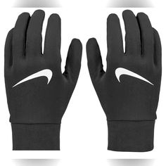 Brand New Never Worn With Factory Packaging Nike Dri Fit Lightweight Black With Silver Nike Logo Running Gloves With Touch Screen Compatible Thumb And Forefinger Nike Gloves, Running Gloves, Nike Accessories, Cycling Workout, Nike Tech, Nike Fashion, Wet Weather, Mens Gloves, Football Boots