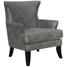 Nola Dark Grey Accent Chair Gray Accent Chair, Grey Accent Chair, Comfortable Accent Chairs, Grey Color Palette, Accent Chairs For Living Room, Upholstered Seating, Living Room Seating, Chairs For Sale, Nailhead Trim