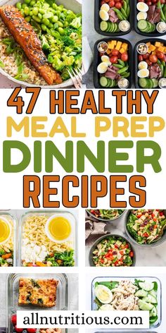 healthy meal prep dinner recipes with text overlay