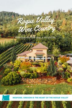 the cover of wine country magazine with an image of a house and vineyard in the background