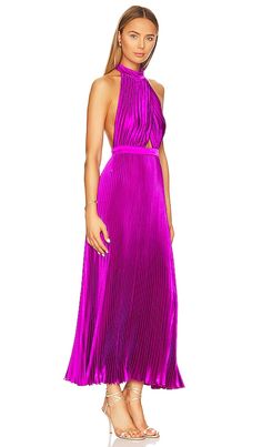 Find L'IDEE Renaissance Gown In Purple on Editorialist. L'IDEE Renaissance Gown in Purple. - size 12/L (also in 6/XS, 8/S) L'IDEE Renaissance Gown in Purple. - size 12/L (also in 6/XS, 8/S) 100% polyester. Made in Indonesia. Hand wash. Unlined. Halterneck tie. Hidden back zipper closure. Pleated satin fabric. The Renaissance Gown from L'idee has a cross-front halter neckline, open back and flowy pleated skirt. Perfect for a wedding or special event.. LIDR-WD20. RENAISSANCE. Pre-draped Halter Neck Evening Dress For Gala, Elegant Evening Halter Neck Pre-draped Maxi Dress, Pre-draped Halter Evening Dress, Pre-draped Halter Neck Maxi Dress For Evening, Pre-draped Halter Neck Party Maxi Dress, Evening Pleated Halter Neck Dress, Pre-draped Halter Neck Cocktail Dress, Evening Pleated Halter Neck Dress With Pleated Bodice, Evening Pleated Bodice Halter Neck Dress