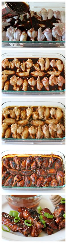 the process of making barbecue chicken wings is shown