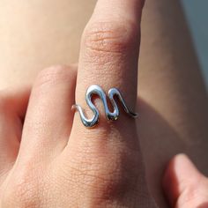 Material: 925 Sterling Silver Ring Height: 13mm Size guide included as a photograph  Free UK first class postage  Eco-friendly packaging Based in Dorset, UK Wavy Ring, Dorset Uk, Wave Abstract, Wave Ring, 925 Ring, Ring Dainty, Pretty Rings, Rings For Women, Etsy Fashion