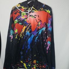 New Without Tags Paint Splatter Hoodie Removed From Packaging To Take Picture Paint Splatter, Black Red, Mens Jackets, Black And Red, Jackets & Coats, Product Description, Man Shop, Packaging, Paint