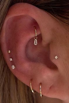 On The Side, Ear Piercings, Piercings, A Woman, Diamonds, Gold, Instagram