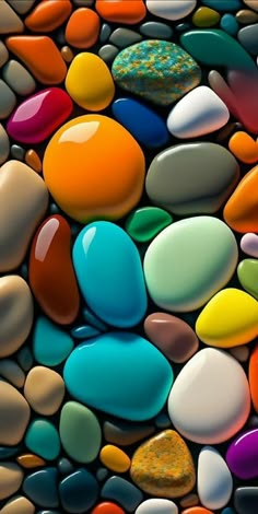 many different colored rocks are arranged together