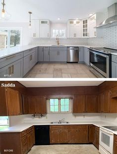 before and after pictures of a kitchen remodel