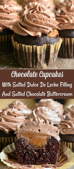 chocolate cupcakes with salted duee leche filling and salted chocolate buttercream