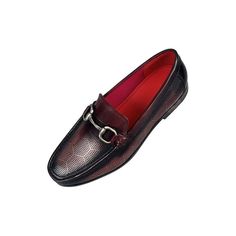 Introducing the LuxeLeather Elegant Genuine Leather Slip On Loafers, crafted with the finest cow leather upper and lined with luxurious pigskin leather for ultimate comfort. The solid pattern and round toe shape add a touch of sophistication, while the slip-on design and rubber outsole provide convenience and durability. Elevate your style with these timeless loafers and experience the epitome of elegance. Shop now and step into luxury. Red Leather Loafers For Semi-formal Occasions, Business Loafers With Red Sole In Leather, Business Leather Loafers With Red Sole, Leather Loafers With Red Sole And Moc Toe, Leather Loafers With Textured Sole For Derby, Leather Slip-ons With Red Sole, Pig Skin, Casual Everyday, Green Man