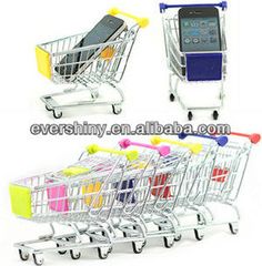 several shopping carts with cell phones in them