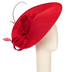 John Lewis Alex Shantung Oval Disc Occasion Hat Mother Of The Bride Hats, Occasion Hats, Holiday Hats, Red Cocktail, Elegant Hats, Feather Hat, Red Feather, Cocktail Hat