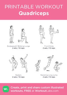 the printable workout guide for women with instructions on how to do squats and exercises