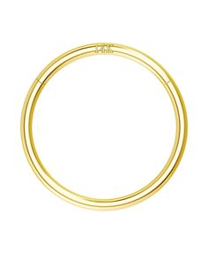 a gold colored metal bracelet with two loops on the end and one loop in the middle