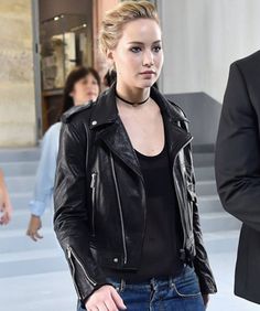 Worn By : Jennifer Lawrence Outer Material : Real Leather Inner : Viscose Lining Color : Black Collar : Lapel Style Collar Closure : Zipper Closure Pockets : Three Outside & One Inside Free Shipping Worldwide The post Jennifer Lawrence Black Biker Leather Jacket appeared first on Stinson Leathers. Luxury Leather Biker Jacket For Party, Luxury Black Leather Jacket For Evening, Luxury Urban Leather Jacket For Biker Events, Luxury Chic Biker Jacket For Formal Events, Luxury Rocker Style Leather Jacket For Biker Events, Luxury Chic Biker Jacket For Formal Occasions, Luxury Women's Evening Biker Jacket, Luxury Rocker Leather Jacket For Biker Events, Luxury Trendy Leather Jacket For Biker Events