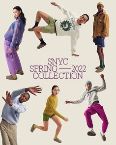 an advertisement for the spring / summer 2012 collection, featuring people in various colors and styles