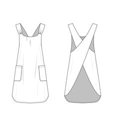 the front and back views of a dress