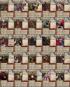 an image of a game board with lots of different characters and their names on it