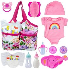 Package Included 13 pcs baby doll fedding accessories: 1 tote bag1 clothes and hat set, 3 baby bottle, 1 dinner plate set, 1 pacifier, 1 diaper, 1 comb, 2 cookies.( Please kindly know that dolls are NOT included) SizePerfect fit 12 Inch Baby Dolls, 14 inch baby doll, baby alive 12 inch baby doll, 17 Inch New Born Baby Dolls. An ideal giftPerfect as a Xmas gift, Birthday gift, New Year gift, party favor and other holiday gift for your kids. Helpful to create a world of fun, imagination and creativity for all children. Fun & LearningA variety of costumes can not only bring much fun for your lovely kids, but also cultivate their imagination, creativity, finger flexibility and hand-eye coordination. Baby Bag Set, Baby Doll Diaper Bag, 2 Cookies, Kids Package, Baby Doll Set, Real Life Baby Dolls, Baby Doll Nursery, Baby Alive Doll Clothes, Create A World