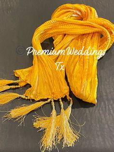 "NO RETURN - NO EXCHANGES - CANCEL ORDERS WITHIN 12 HOURS  BASED ON HEIGHT AND SIZE THE DUPATTA EITHER WILL BE SHORT OR LONG BUT THIS IS STANDARD MEN'S DUPATTA!  * Quantity: 1 Dupatta  * Dimension      * 80\" length without tassel with tassel 85\" approx  * Color -  Yellow With Gold  * Material:     - Silk    - Banarsi Zari * Can be worn by anyone for any occasion  * Can be paired up with sherwani's and kurtas * DRY CLEAN ONLY - STEAM OR LOW TEMPERATURE IRON ONLY  All items in the picture are ca Traditional Yellow Sherwani With Gota Work, Festive Gold Sherwani With Sheer Dupatta, Bollywood Style Dabka Dupatta For Traditional Ceremonies, Traditional Dupatta With Dabka For Diwali, Traditional Churidar With Sheer Dupatta For Ceremonies, Yellow Sherwani With Gota Work For Diwali, Festive Dabka Saree For Traditional Ceremonies, Yellow Dupatta With Dabka For Diwali, Festival Sherwani With Gota Work For Traditional Ceremonies