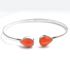 "Natural Carnelian Pear Shape Gemstone Cuff Bracelet -925 Sterling Silver Women Solid Bracelet Jewelry For Christmas Gift Length 7 - 8\" -ab0311 (Stamped 925). MATERIAL- 925 STERLING SILVER BRACELET SIZE - 7 - 8\" STONE - Carnelian STONE SHAPE - Pear BRACELET WEIGHT - 10.3 GRAMS STONE SIZE - 14 x 10 MM" Pear Bracelet, Jewelry For Christmas, Gemstone Bangle Bracelets, Gemstone Cuff Bracelet, Carnelian Bracelet, Gemstone Bangle, Carnelian Stone, Sterling Silver Jewelry Handmade, Rose Quartz Gemstone