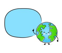 an image of a cartoon earth with speech bubble