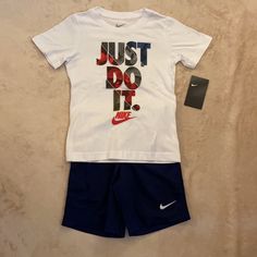 Nike Boys Outfit Size 6. Short Sleeve Shirt And Shorts. White Shirt And Blue Shorts. Brand New! Nike White Short Sleeve Sets, Nike White Casual Sets, Nike White Summer Sets, Nike Casual White Sets, White Nike Summer Sets, White Nike Casual Sets, Casual White Nike Sets, Nike Boys Outfits, Nike Jogging Suits