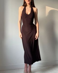 Harper Halter Dress – AYM USD Fitted Maxi Dress With Built-in Bra For Date Night, Stretch Midi Dress With Built-in Bra For Date Night, Fitted Halter Neck Maxi Dress For Dress Down, Fitted Halter Neck Maxi Dress For Casual Wear, Fitted Halter Neck Maxi Dress For Casual Occasions, Midi Dress With Built-in Bra And Fitted Bodice, Fitted Midi Dress With Built-in Bra, Fitted Solid Halter Maxi Dress, Fitted Solid Color Halter Maxi Dress