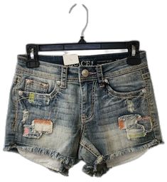 Multicolor Cotton Y2k Bottoms, Blue Y2k Style Short Bottoms, Y2k Blue Mid-rise Shorts, 2000s Boho, Embroidered Denim Shorts, Western Jeans, Denim Capris, Embellished Denim, Sequin Shorts