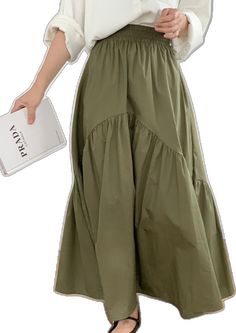 Casual Khaki Maxi Skirt For Spring, Casual Khaki Midi Skirt, Casual Khaki Skirt For Day Out, Casual Knee-length Khaki Skirt, Casual Khaki Knee-length Skirt, Casual High Waist Maxi Skirt In Solid Color, Casual Non-stretch Solid Color Maxi Skirt, Casual Maxi Skirt, Nature Dress