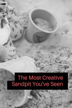 the most creative sandpit you've seen is in this black and white photo