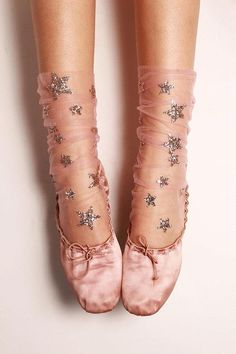 Glitter and Star Tulle Socks Tulle Socks, Lirika Matoshi, Peach Blush, Star Dress, Fashion Socks, Ankle Socks, Socks Women, Ballet Shoes, Chic Style