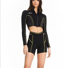 I.Am.Gia Luna Short Xs Black Brand New Nwt Fitted Yellow Sporty Shorts, Yellow Fitted Sporty Bottoms, Fitted Yellow Sporty Bottoms, Sporty Fitted Yellow Bottoms, Black Teddy Coat, Brown Zip Ups, Cozy Jacket, I Am Gia, Puffer Jacket Women