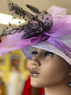 Purple Hat/purple Derby Hat /church Formal Hat/tea Party - Etsy Formal Hat, Hat Tea Party, African Hats, Large Brim Hat, Purple Hat, Hat Wedding, Church Hat, Types Of Hats, Wedding Church