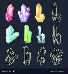 different shapes and sizes of crystals