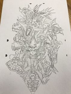 an image of a drawing on paper that looks like it has many different things in it