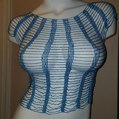 100% Silk Hand Crochet Crop Top. New With Tag! Perfect For The Beach With Your Favorite Bikini Top. Fits Small/Medium. Stretch Open Knit Party Tops, Fitted Open Knit Tops For Beach, Fitted Open Knit Tops For The Beach, Stretch Light Blue Crop Top For Beach, Light Blue Stretch Tops For Beach, Fitted Light Blue Crop Top For Beach, Light Blue Stretch Top For The Beach, Light Blue Stretch Top For Beach, Stretch Light Blue Top For The Beach