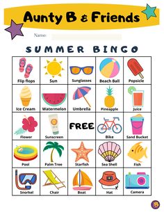 an image of a summer bingo game