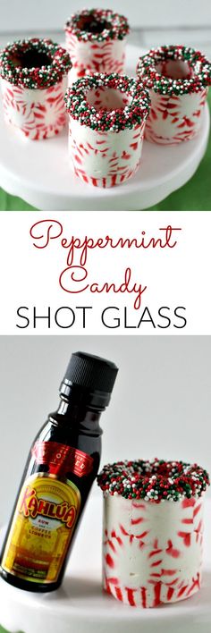 peppermint candy shot glass on a white plate