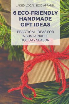 a present wrapped in brown paper and tied with red twine on top of a christmas tree