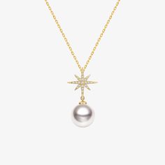 18K solid yellow gold Akoya saltwater cultured pearl Size: 8.5-9.0mm Weight of diamonds: 21 diamonds, around 0.054 carat in total Chain length: 45cm (adjustable) Total weight: around 2.86g Handpicked of every pearl, only top 1% of pearls are selected Handcrafted Sold as a pairLifetime warranty Elegant Star Necklace For Formal Occasions, Elegant Star-shaped Formal Necklace, Elegant Star Shaped Formal Necklace, Gold Akoya Pearl Necklace With Diamond Accents, Diamond Star Necklace, Akoya Pearl Necklace, Saltwater Pearls, 18k Gold Necklace, Gold Diamond Necklace