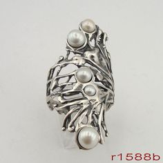 New Woman handmade Long 925 Sterling Silver white pearl Ring size 8 (h 1588b Sterling Silver Opal Ring, White Pearl Ring, Silver Opal Ring, Gold Pearl Ring, 925 Silver Earrings, Silver Work, Engagement Anniversary, Gold Pearl, Pearl Ring